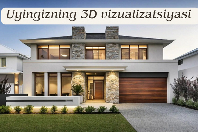 Uyingizning tashqi korinishining 3D vizualizatsiyasi 1