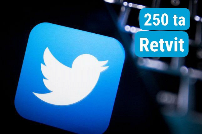 Twitter postlaringiz uchun 250 ta retvit 1