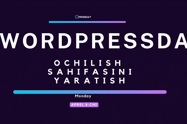 WordPress-da ochilish sahifasini yaratish 1