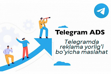 Telegramda reklama yorligi boyicha maslahat