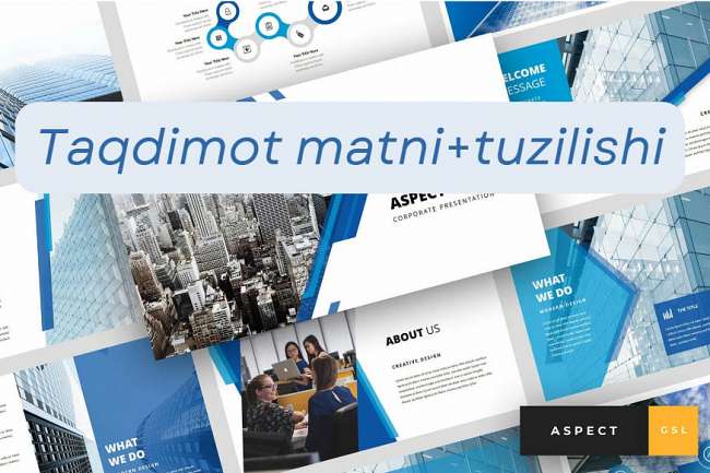Taqdimot matni + tuzilishi va bloklarini yozib beraman