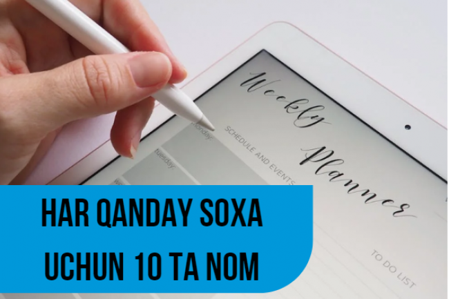 Nomlash, har qanday soxa uchun 10 ta nom mahsulot, xizmat, sayt