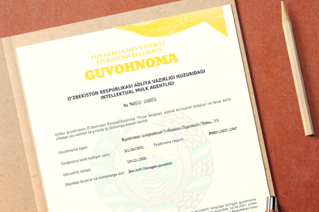 Ozbekistonda mahsulot belgisi, brendi, logotipini royxatdan otkazish 