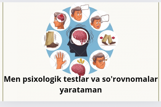 Men psixologik testlar va sorovnomalar yarataman