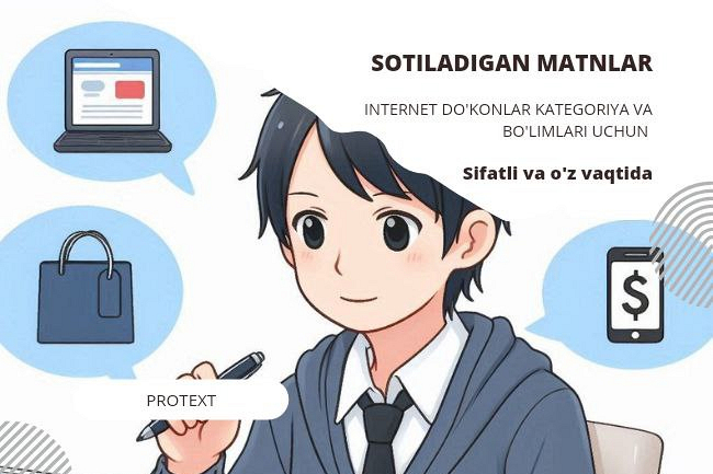 Internet dokonlar bolim va kategoriyalari uchun sotuv matni yaratish