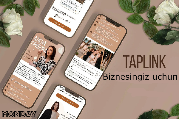 Taplink tomonidan ishlab chiqilgan, platformadagi ochilish sahifasi