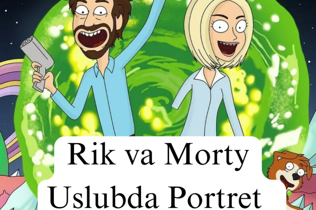 Rik va Morti uslubida Portret