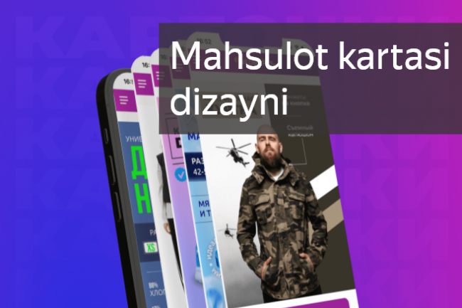 Mahsulot kartasi dizayni, marketpleys uchun infografika