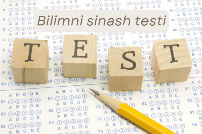 Bilimni sinab korish uchun test tuzib beraman