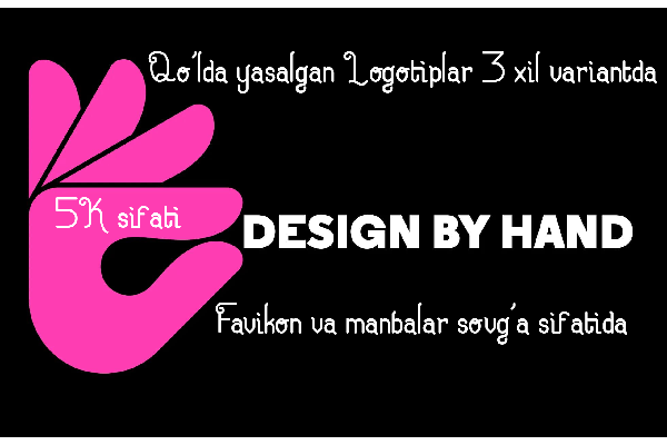 Qolda ishlangan logotip. 3ta variantda. Bepul tahrirlar. 5K sifati