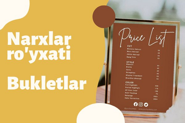 Buklet, varaqa, narxlar royxati dizayni