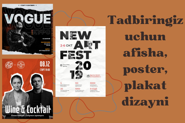 Tadbiringiz uchun afisha, poster, plakat dizayni
