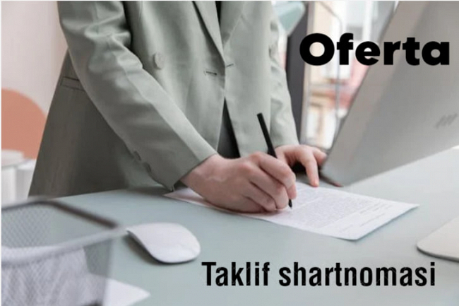 Sayt uchun taklif shartnomasini tayyorlayman