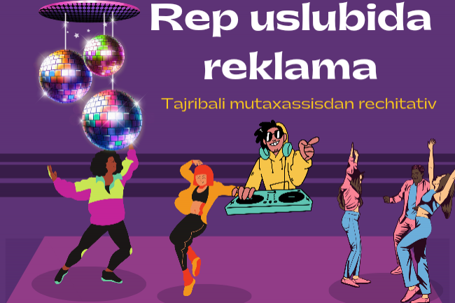 Rep uslubidagi reklama, tajribali MCdan rechitativ 