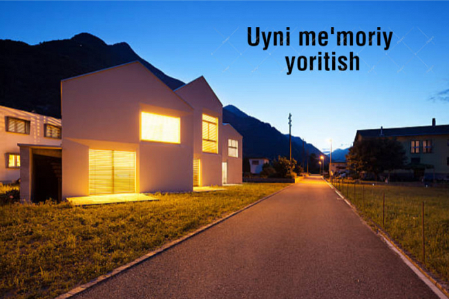Uyni memoriy yoritish uchun yoritish loyihasi