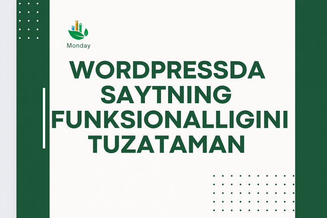 WordPress-da saytning funksionalligini tuzataman