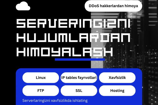 IPtable ni Serverlarga DDoS hujumlardan himoyalanish uchun ornataman