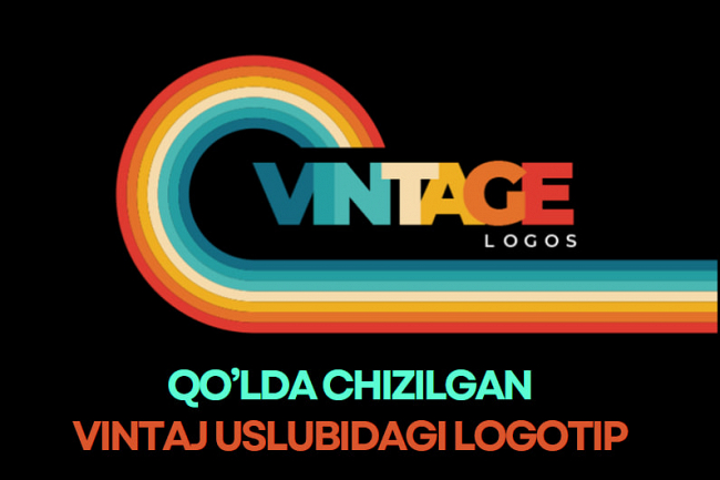 Qolda chizilgan rasm bilan vintaj uslubidagi logotipni ishlab chiqaman