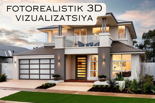 Tashqi korinishning fotorealistik 3D vizualizatsiyasi