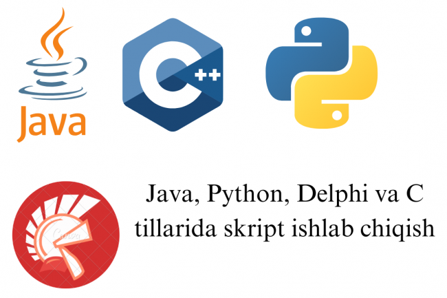 Java, Python, Delphi va C tillarida skript ishlab chiqish