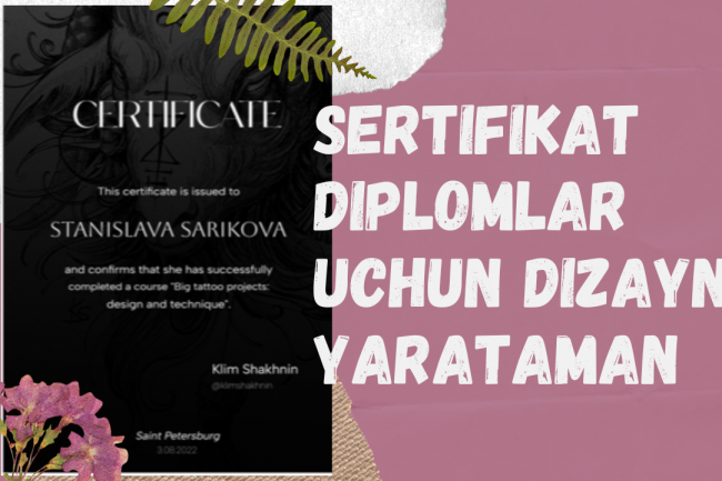 Sertifikat, diplom uchun dizayn yarataman