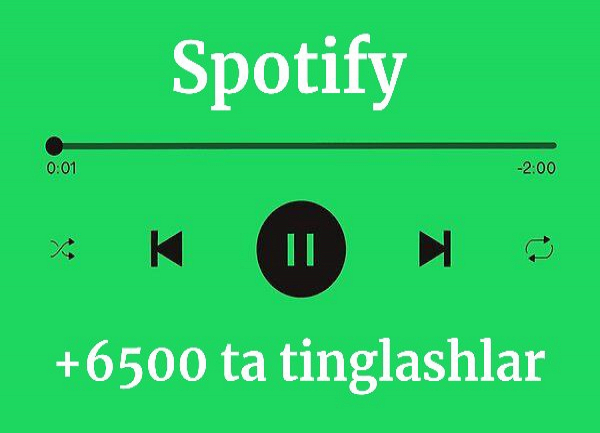 Spotifyda qoshiq uchun 6500 ta tinglashlar. Premium sifat