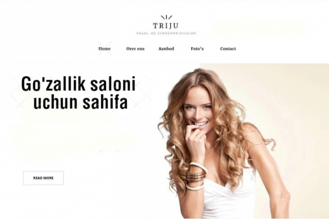 Gozallik saloni uchun tayyor ochilish sahifasi