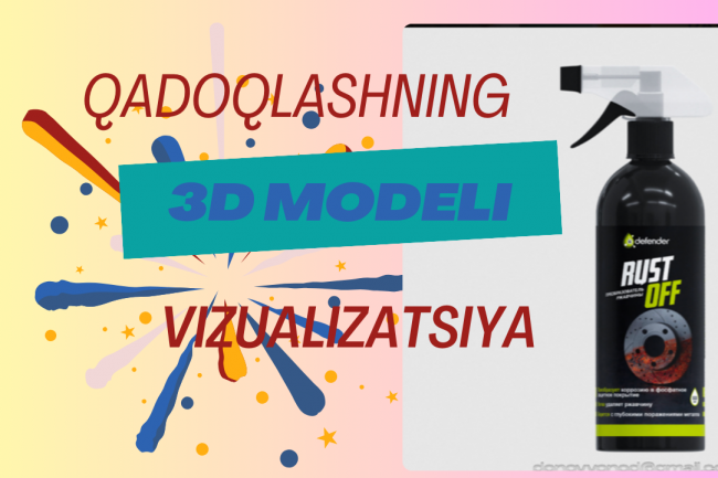 Qadoqlashning 3D modeli, mahsulotni qadoqlash vizualizatsiyasi