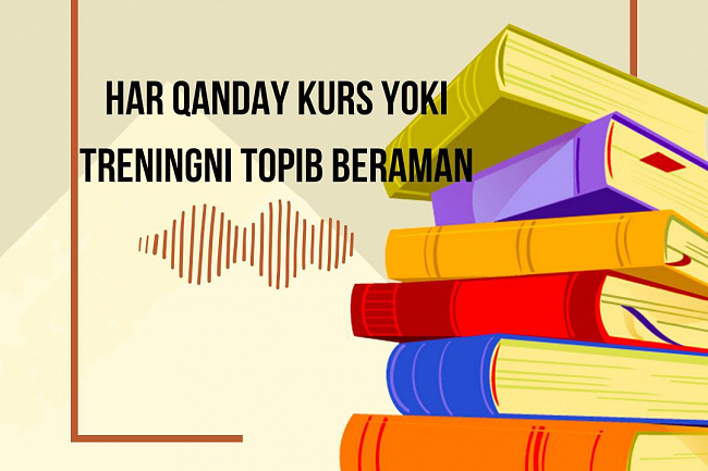 Men siz uchun har qanday malumot kursi yoki treningni topaman.