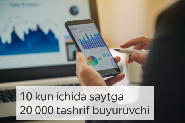 10 kun ichida saytga 20 000 tashrif buyuruvchi