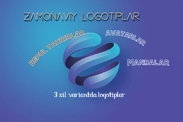 Zamonaviy logotip, 3 ta variantda. Avatar + bepul manbalar