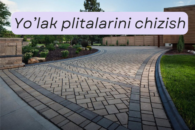 Yolak plitalarini chizish. Yolak toshlarini chizish. Plitka tartibi