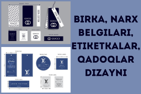 Birka, narx belgilari, etiketkalar, qadoqlar dizayni