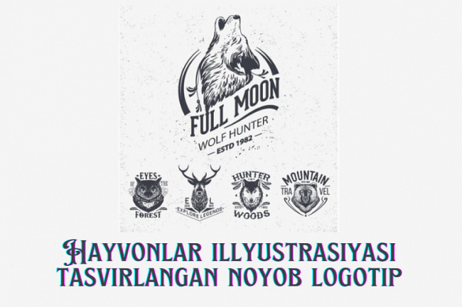 Hayvonlar illyustrasiyasi tasvirlangan noyob logotip yarataman