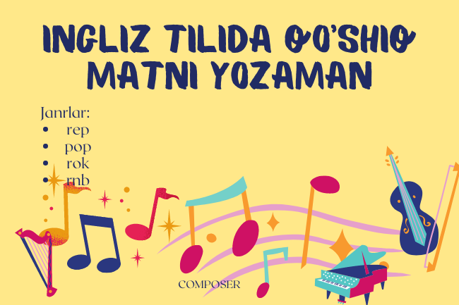 Qoshiq matnlarini ingliz tilida ,rep,pop,rok,rnb yozaman