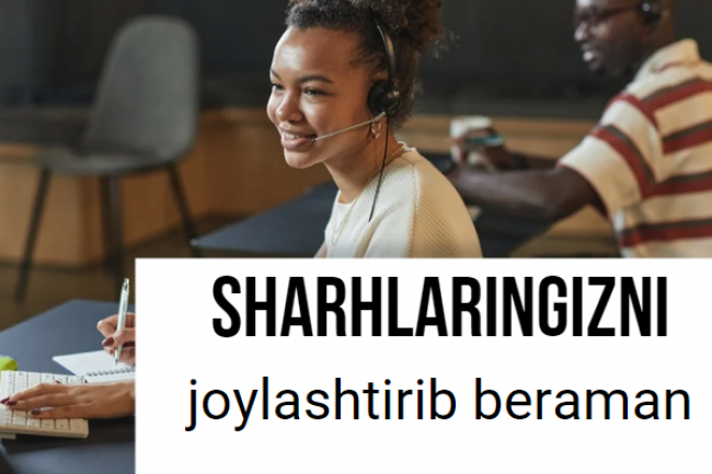 Sizning sharhlaringizni 10 dona joylashtirib beraman